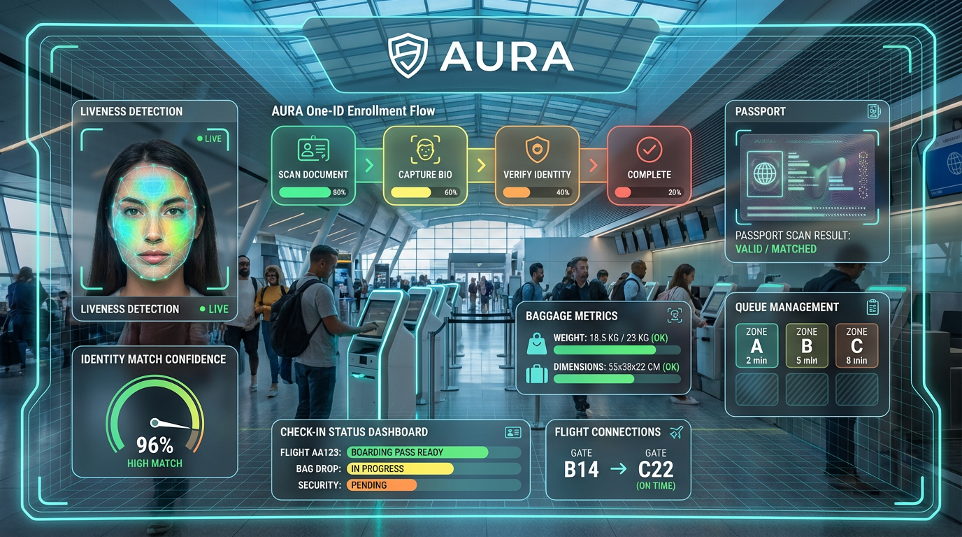 Airport check-in biometric enrollment process